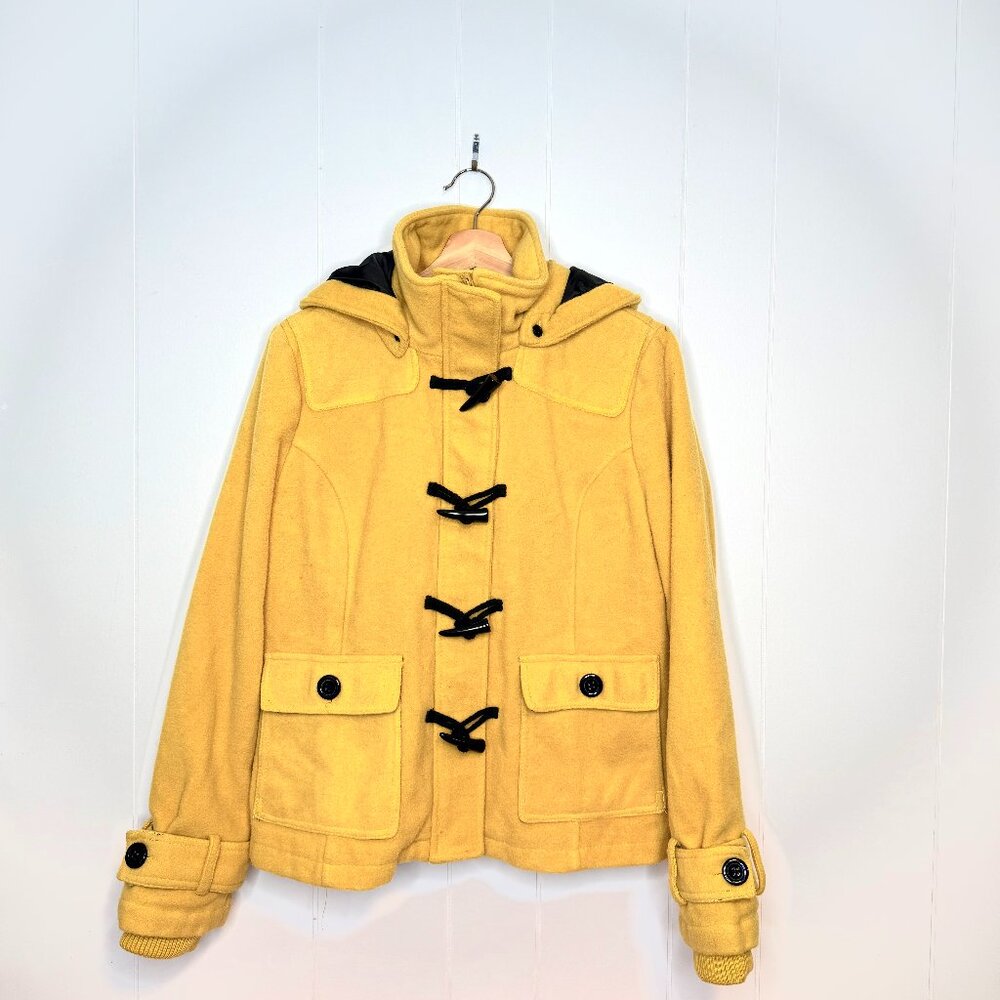 Black Poppy Yellow Kids Jacket Hooded Toggle Buttons Size XL